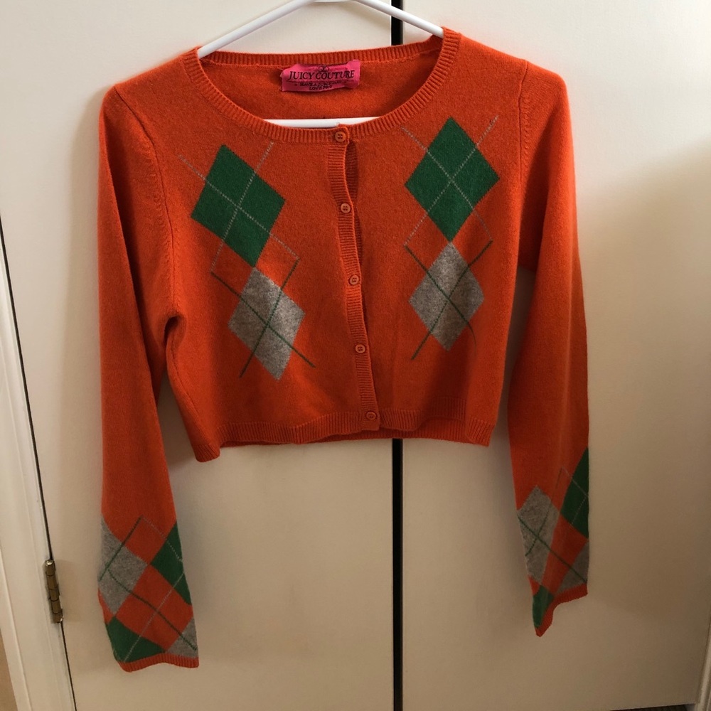 Argyle crop cardigan cashmere